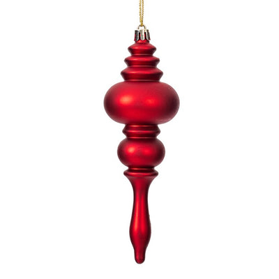 7" Red Four-Finish Finial Christmas Ornaments 8 Per Box
