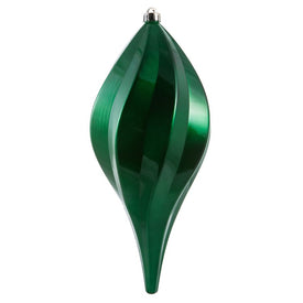 8" Green Candy Swirl Drop Christmas Ornaments 3 Per Bag