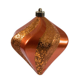 6" Burnished Orange Swirl Diamond Candy Christmas Ornaments 3 Per Bag