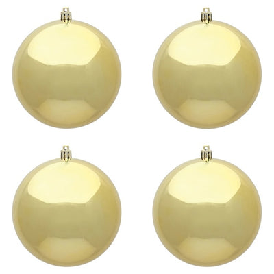 6" Gold Shiny Ball Ornaments 4-Pack
