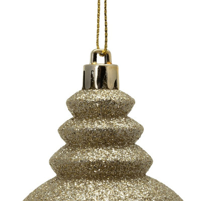 7" Champagne Four-Finish Finial Christmas Ornaments 8 Per Box