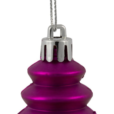 7" Fuchsia Four-Finish Finial Christmas Ornaments 8 Per Box