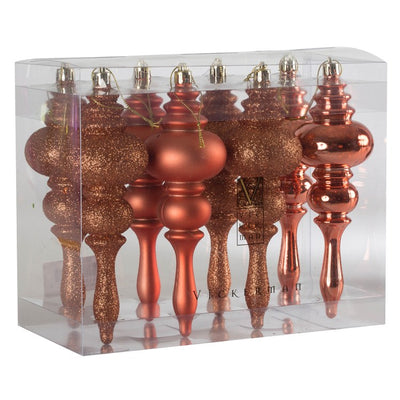 7" Coral Four-Finish Finial Christmas Ornaments 8 Per Box