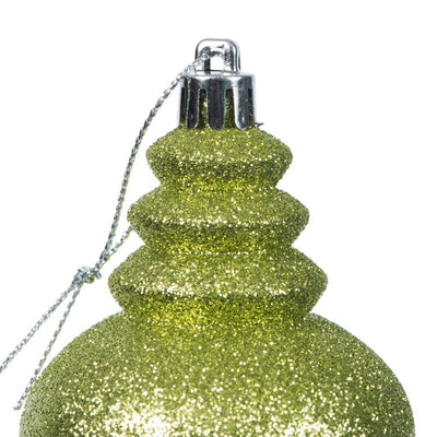 7" Lime Four-Finish Finial Christmas Ornaments 8 Per Box