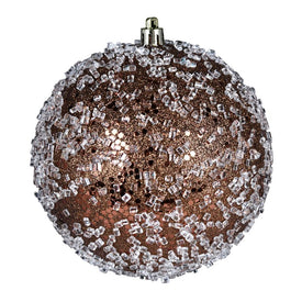 6" Mocha Glitter Hail Balls Ornaments 4 Per Bag