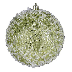 6" Lime Glitter Hail Balls Ornaments 4 Per Bag