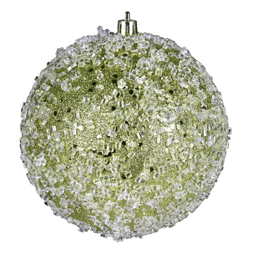 6" Lime Glitter Hail Balls Ornaments 4 Per Bag