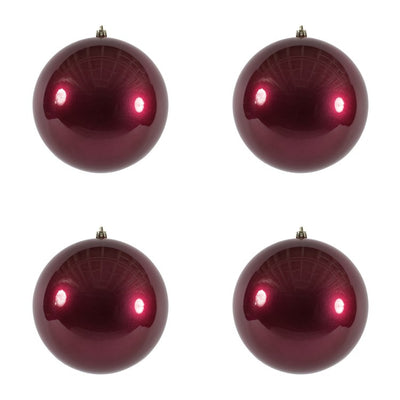6" Berry Red Candy Ball Ornaments 4-Pack
