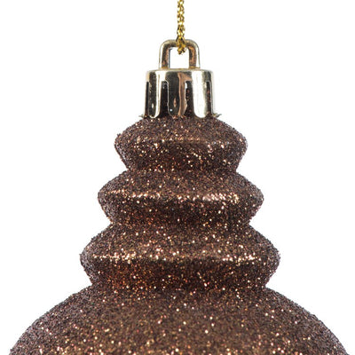 7" Mocha Four-Finish Finial Christmas Ornaments 8 Per Box