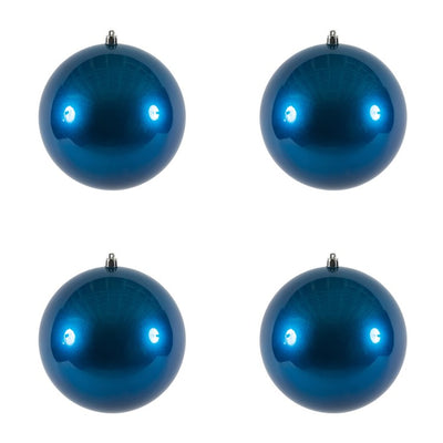 6" Blue Candy Ball Ornaments 4-Pack