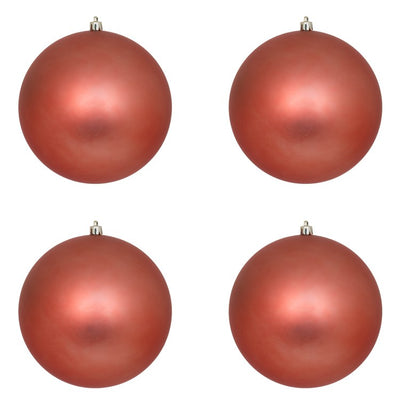 6" Coral Matte Ball Ornaments 4-Pack