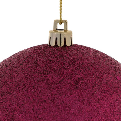 4" Berry Red Four-Finish Ball Christmas Ornaments 12 Per Box