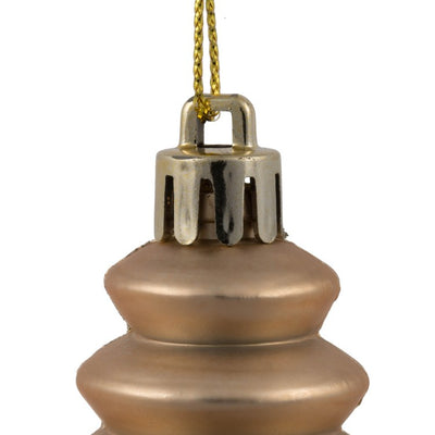 7" Cafe Latte Four-Finish Finial Christmas Ornaments 8 Per Box