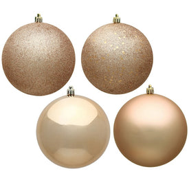4" Cafe Latte Four-Finish Ball Christmas Ornaments 12 Per Box