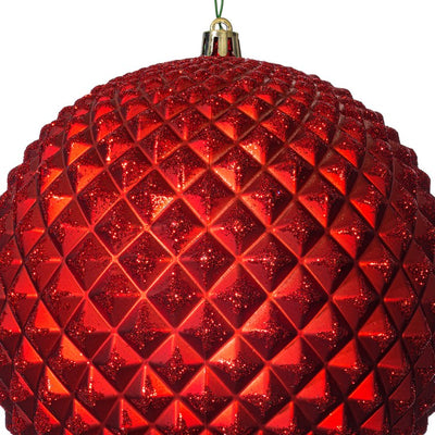 6" Red Durian Glitter Balls 4 Per Bag