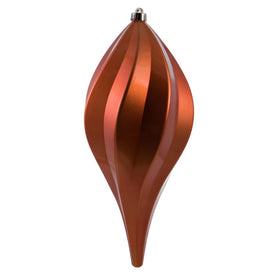 8" Burnished Orange Candy Swirl Drop Christmas Ornaments 3 Per Bag