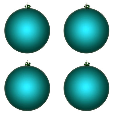 6" Dark Teal Shiny Ball Ornaments 4-Pack