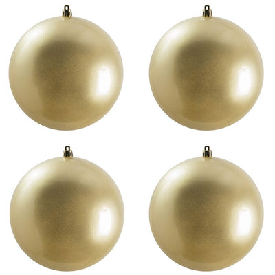 6" Champagne Candy Ball Ornaments 4-Pack