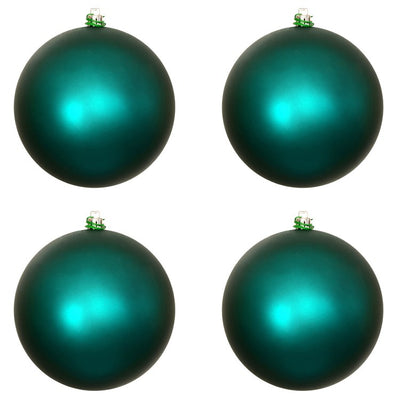 6" Dark Teal Matte Ball Ornaments 4-Pack