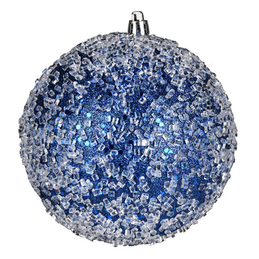 6" Midnight Blue Glitter Hail Balls Ornaments 4 Per Bag