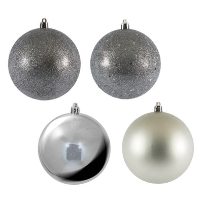 4" Limestone Four-Finish Ball Christmas Ornaments 12 Per Box