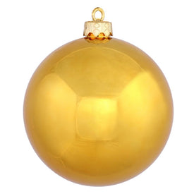 6" Antique Gold Shiny Ball Ornaments 4-Pack