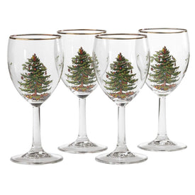 Spode Christmas Tree Wine Glasses Set of 4