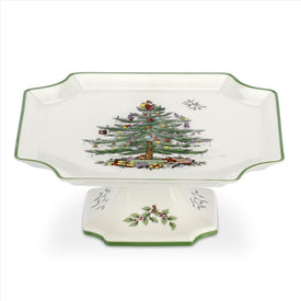 Spode Christmas Tree 10" Footed Square Cake Plate