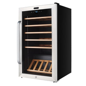 34-Bottle Freestanding Stainless Steel Wine Refrigerator with Display Shelf and Digital Control