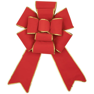 26" x 40" Giant Red 3D 11-Loop Velveteen Christmas Bow with Gold Trim