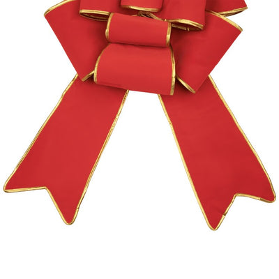26" x 40" Giant Red 3D 11-Loop Velveteen Christmas Bow with Gold Trim