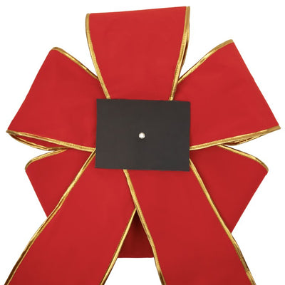 26" x 40" Giant Red 3D 11-Loop Velveteen Christmas Bow with Gold Trim