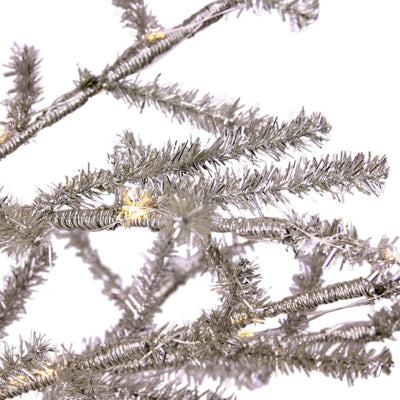 3' Pre-Lit Silver Tinsel Twig Artificial Christmas Tree - Clear LED Lights