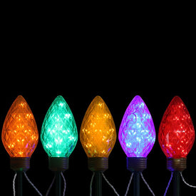 Five-Count Multi-Color LED Jumbo C9 Bulb Christmas Pathway Marker Lawn Stakes - 8' White Wire