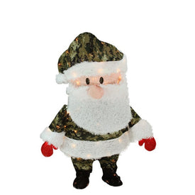 32" Pre-Lit Lane Camo Santa Claus Christmas Outdoor Decor - Clear Lights