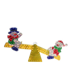 48" Yellow and Red Holographic Snowmen Lighted Christmas Decor