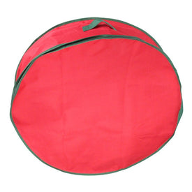 24" Red and Green Christmas Wreath Storage Bag