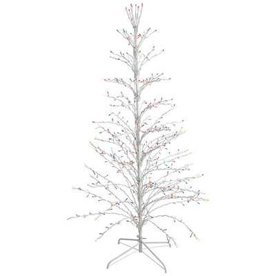 6' White Cascade Twig Tree Christmas Outdoor Decoration - Multi Lights