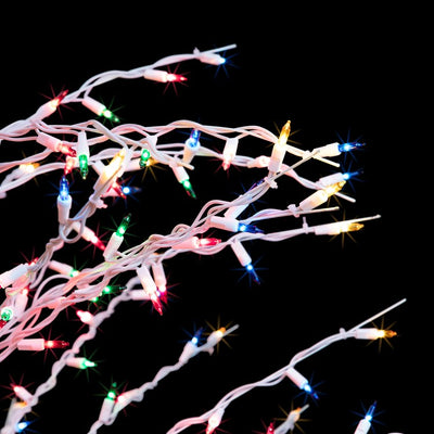 6' White Cascade Twig Tree Christmas Outdoor Decoration - Multi Lights
