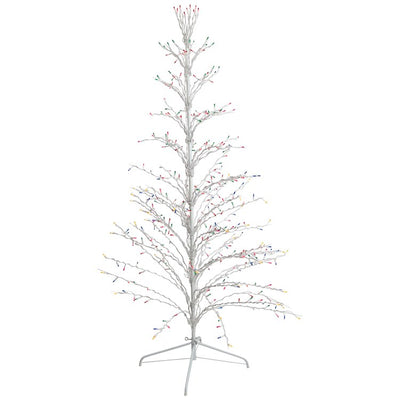 6' White Cascade Twig Tree Christmas Outdoor Decoration - Multi Lights