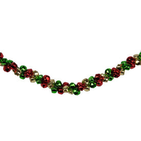 5' x 1" Green and Red Festive Jingle Bell Artificial Christmas Garland