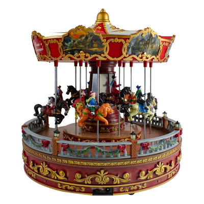 14" LED Lighted Rosie's Carousel Revolving Christmas Decor with Music