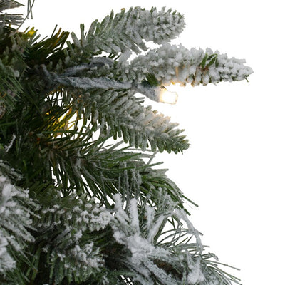 9' x 14" Pre-Lit Flocked Mixed Colorado Pine Artificial Christmas Garland - Clear LED Lights