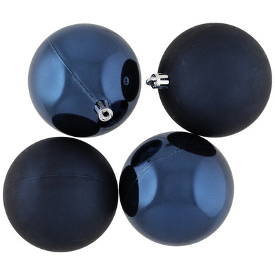 3.25" Blue Shatterproof Two-Finish Christmas Ball Ornaments 32-Count