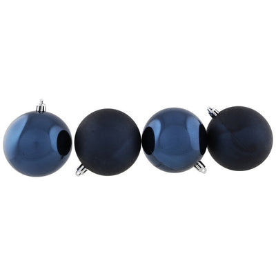 3.25" Blue Shatterproof Two-Finish Christmas Ball Ornaments 32-Count