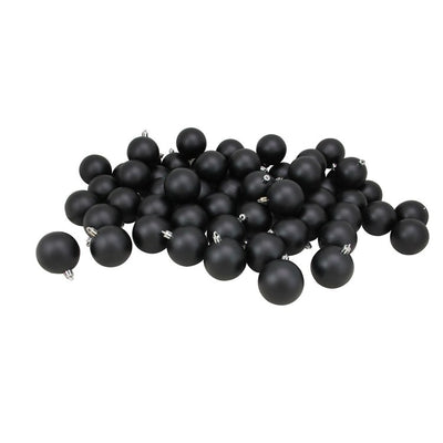 2.5" Jet Black Shatterproof Matte Christmas Ball Ornaments 60-Count