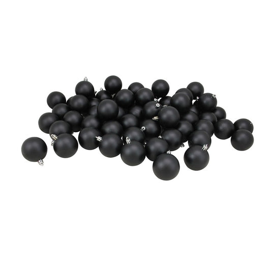 2.5" Jet Black Shatterproof Matte Christmas Ball Ornaments 60-Count