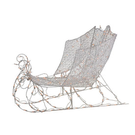 48" White Pre-Lit Crystal 3D Christmas Sleigh Outdoor Decor