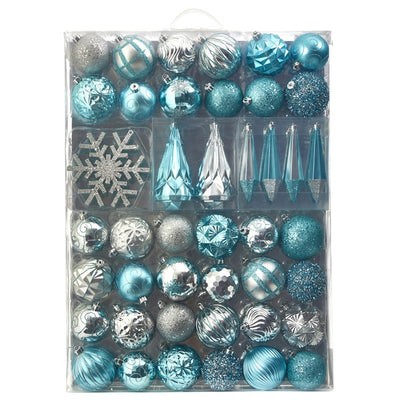 52-Count Holiday Shatterproof 80-150mm Christmas Tree Ornament Box Set with Reusable Tray