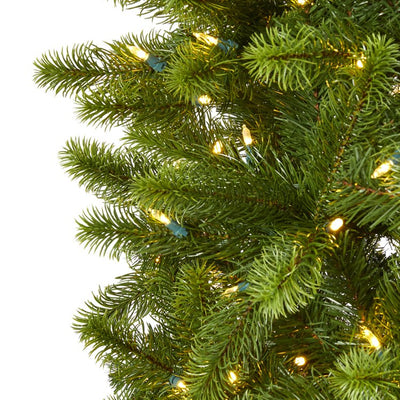 8' Slim Virginia Spruce Artificial Christmas Tree with 600 Warm White (Multifunction LED Lights with Instant Connect Technology and 1294 Bendable Branches